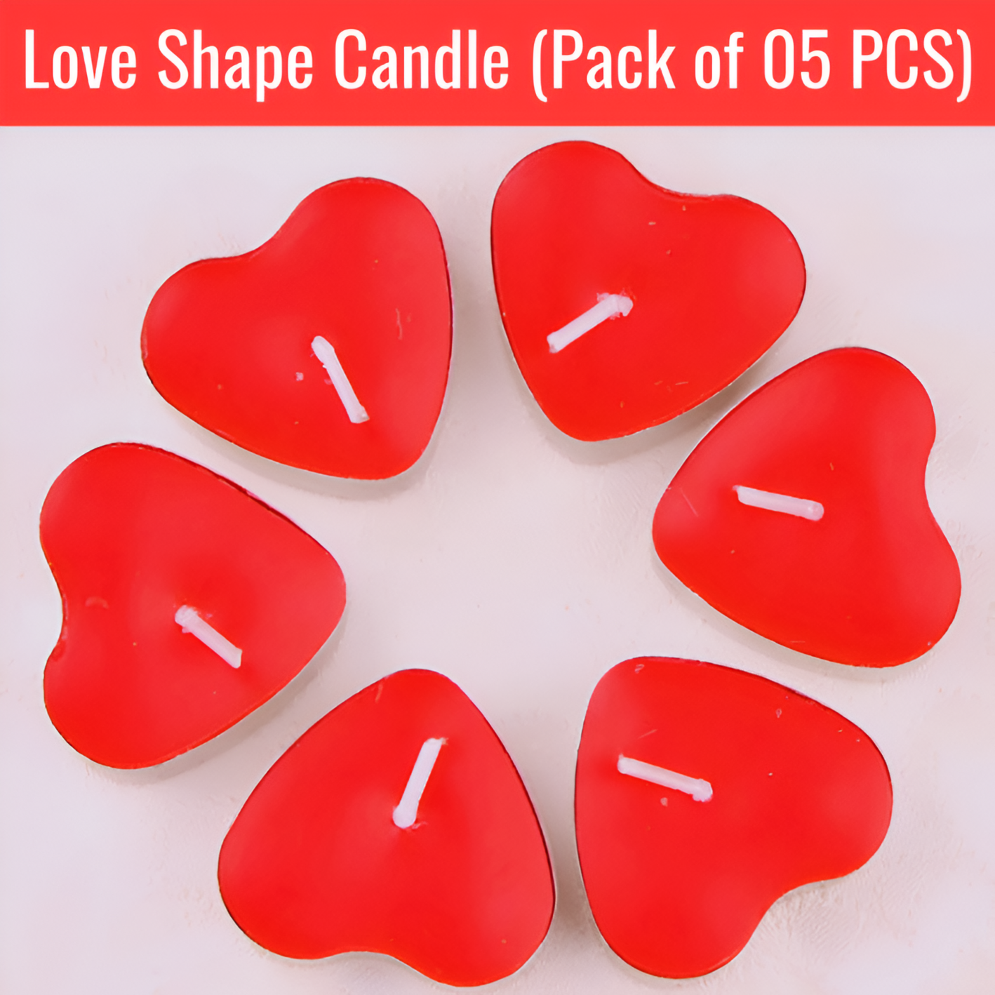 Heart Shaped Love Candles, Ideal for Wedding, Birthday, Party, and Festival Decoration- (Pack of 05 Pcs)