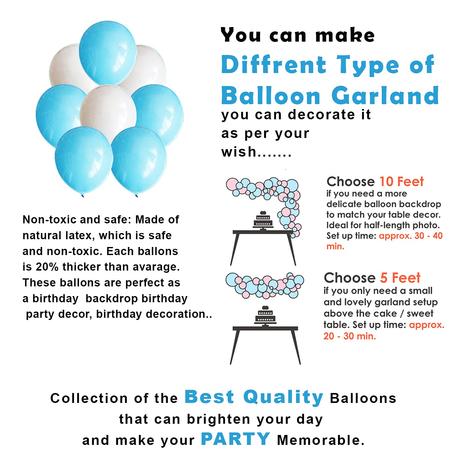 Frozen Theme Birthday Decoration Combo Pack – Featuring White Card Birthday Banner, Blue Foil Backdrop Curtain, Metallic Balloons Blue & White - (Pack of 38 Pcs)