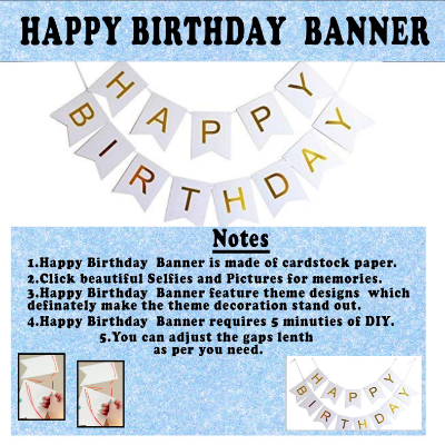 Frozen Theme Birthday Decoration Combo Pack – Featuring White Card Birthday Banner, Blue Foil Backdrop Curtain, Metallic Balloons Blue & White - (Pack of 38 Pcs)