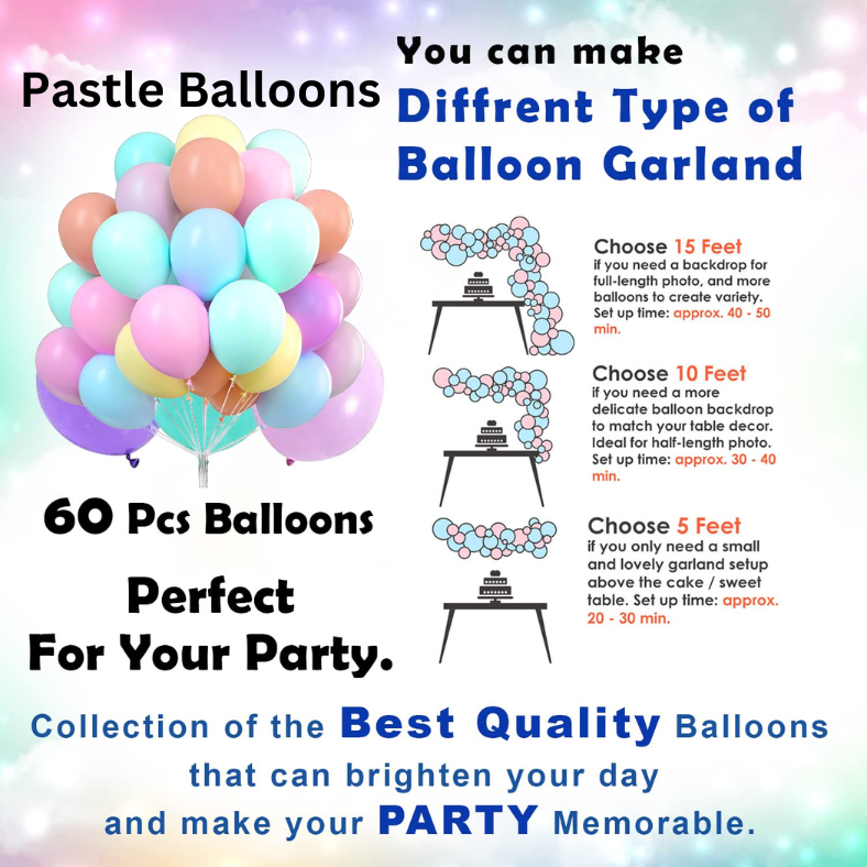Rainbow Unicorn Birthday Decoration Combo Pack - With Multi Birthday Banner, Net Backdrop Curtain, Pastel Balloons, Fairy Light & Deco Kit - Full Package (71 Pieces)