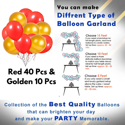 Anniversary Decoration Combo Full Set - With Anniversary Banner, Metallic Balloons (Red & Golden), Love Foil & Fairy Light Decorations - Full Package (54 Pieces)