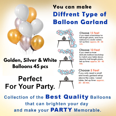 Anniversary Decoration Combo Pack - Including Banners, Backdrop Curtains, Metallic Balloons, Confetti, Arch & B.Tape - Full Package (55 Pcs)