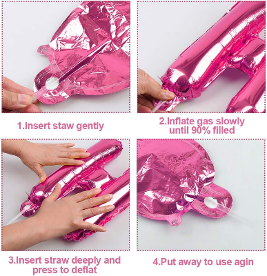 Birthday Decorations Combo - Metallic Balloons, Pink Foil Banner, White Net Curtain with Balloon Arch & Both Side Tape - Full Package (55 Pcs)