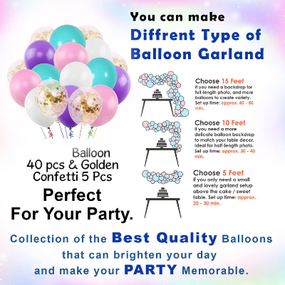 Unicorn Birthday Decoration Combo Pack - With Card Banner, Foil Backdrop Curtain, HQ Balloons, Deco Kit & More - Full Package (55 Pieces)