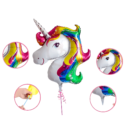 Unicorn Birthday Decoration Combo Pack - With Card Banner, Foil Backdrop Curtain, HQ Balloons, Deco Kit & More - Full Package (55 Pieces)