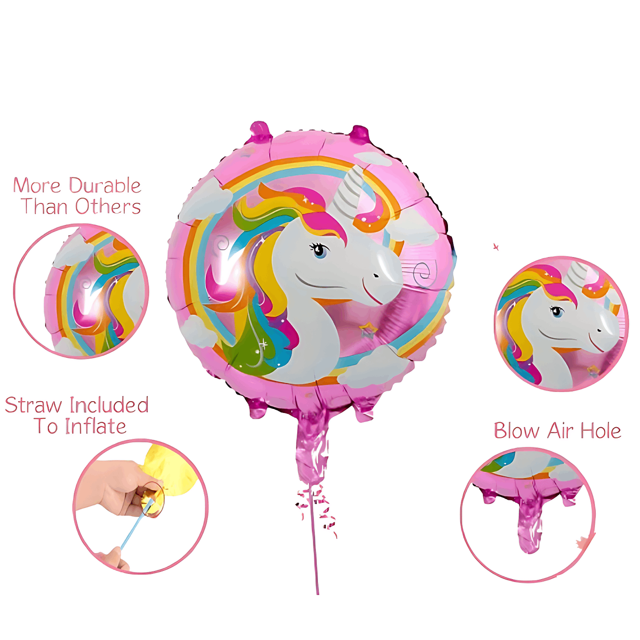 Unicorn Birthday Decoration Combo Pack - Foil Banner, Foil Backdrop Curtain, Pastel Balloons, Deco Kit & More - Full Package (60 Pcs)