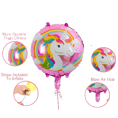Unicorn Birthday Decoration Combo Pack - Foil Banner, Foil Backdrop Curtain, Pastel Balloons, Deco Kit & More - Full Package (60 Pcs)