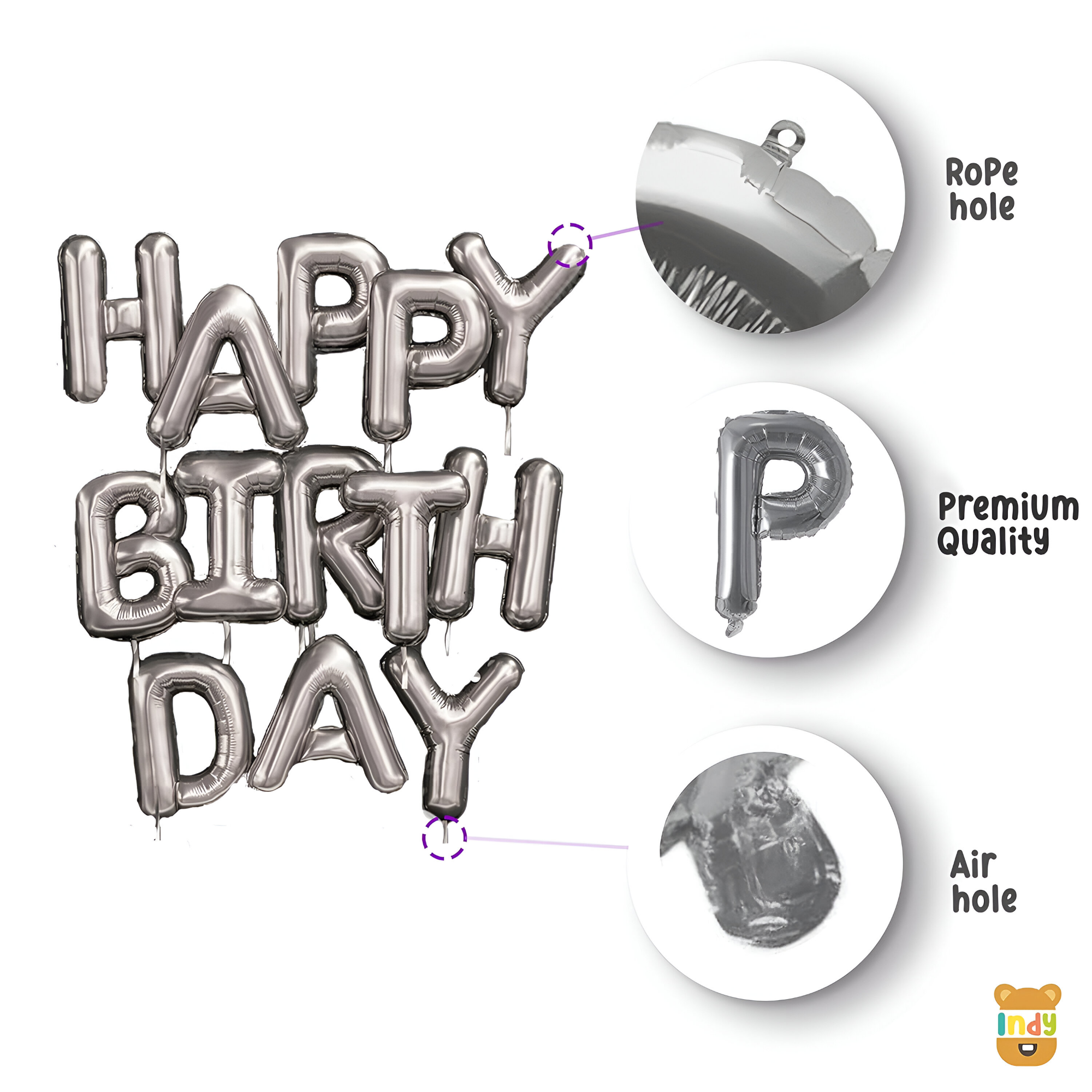 Birthday Decoration Combo Pack - Including Banners, Backdrop Curtains, Metallic Balloons- Full Package (48 Pcs)