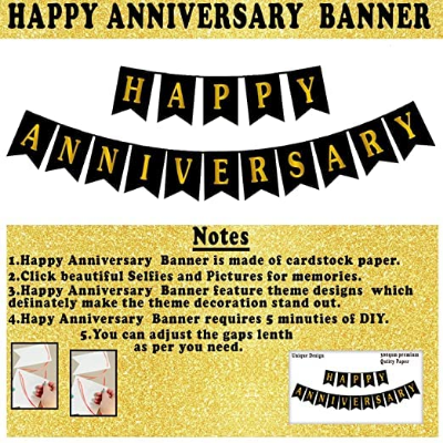 Anniversary Spectacle: Decoration Combo Pack - Backdrop Curtains, Metallic Balloons, Card Banner, and Star Balloons Set - Full Package (35 Pcs)