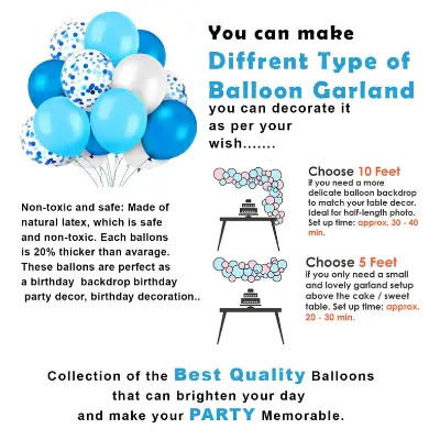 Birthday Combo Pack Blue Theme- Foil Banner, Backdrop Curtains, Metallic Balloons, Confetti, Star & Love Foil Balloon - Full Package (42 Pieces)