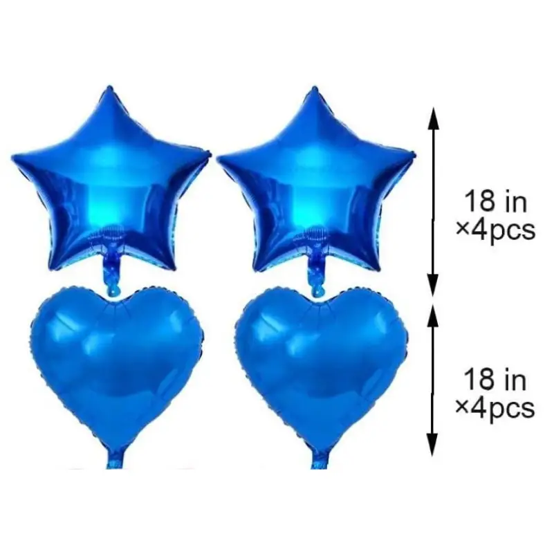 Birthday Combo Pack Blue Theme- Foil Banner, Backdrop Curtains, Metallic Balloons, Confetti, Star & Love Foil Balloon - Full Package (42 Pieces)