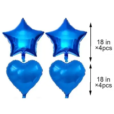 Birthday Combo Pack Blue Theme- Foil Banner, Backdrop Curtains, Metallic Balloons, Confetti, Star & Love Foil Balloon - Full Package (42 Pieces)