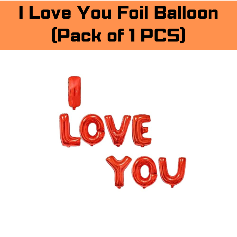 Red I Love You Foil Banner Balloons - Elevate Your Party Decor- (Pack of 1 Pcs)