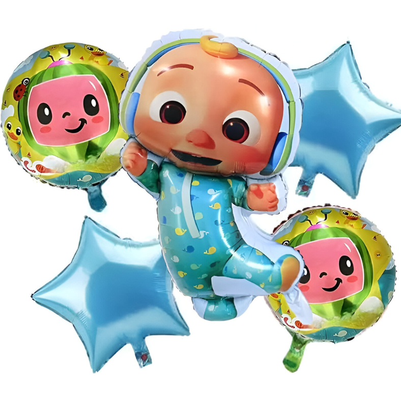 Cocomelon Birthday Decoration Combo Pack - With Card Banner, Foil Backdrop Curtain, HQ Balloons - Full Package (68 Pieces)