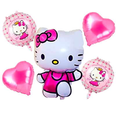Hello Kitty Theme Birthday Kit: Banner, Foil Backdrop Curtain, HQ Balloons, Confetti, Arch, Both Site Tape - Complete Decoration Set - (85 Pcs)