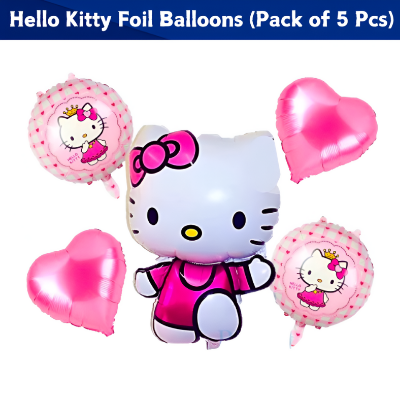 Themed Foil Balloons for Kids' Parties – Includes Hello Kitty, Cocomelon, Boss Baby, Unicorn, Frozen, Jungle, Car & Spider-Man, Baby Boy & Girl Designs – (Pack of 05 Pcs)