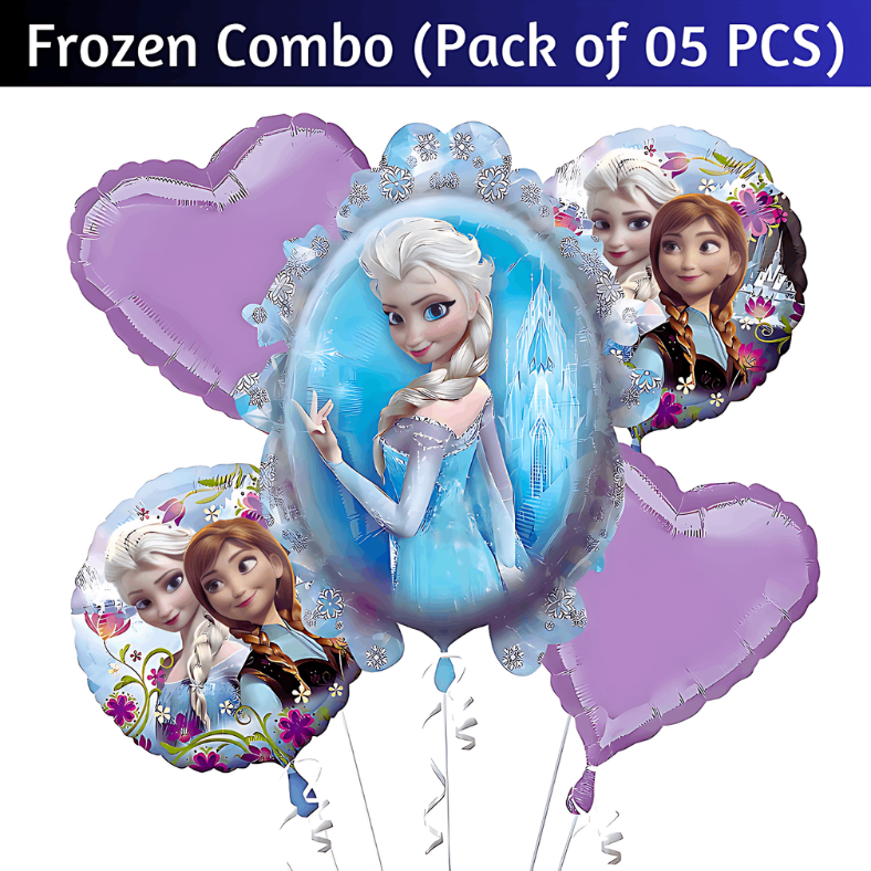 Themed Foil Balloons for Kids' Parties – Includes Hello Kitty, Cocomelon, Boss Baby, Unicorn, Frozen, Jungle, Car & Spider-Man, Baby Boy & Girl Designs – (Pack of 05 Pcs)
