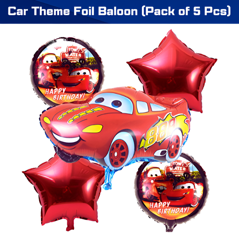 Themed Foil Balloons for Kids' Parties – Includes Hello Kitty, Cocomelon, Boss Baby, Unicorn, Frozen, Jungle, Car & Spider-Man, Baby Boy & Girl Designs – (Pack of 05 Pcs)