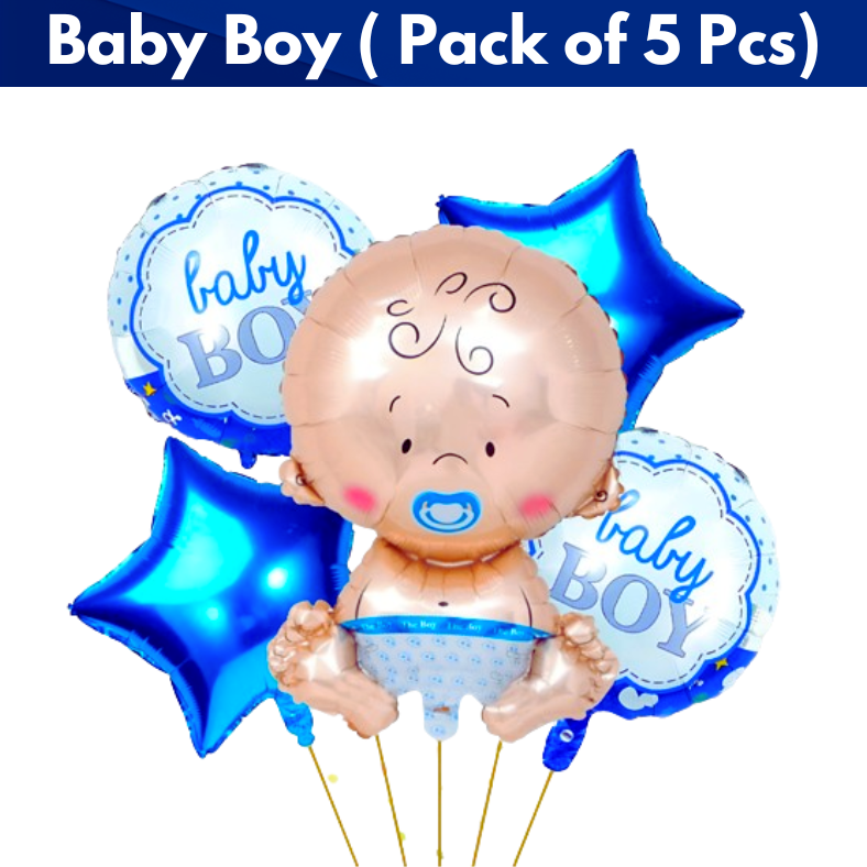 Themed Foil Balloons for Kids' Parties – Includes Hello Kitty, Cocomelon, Boss Baby, Unicorn, Frozen, Jungle, Car & Spider-Man, Baby Boy & Girl Designs – (Pack of 05 Pcs)