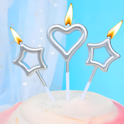 Heart Love and Star Shaped Cake Candles – Perfect for Birthday, Anniversary, Mom To Be, Baby Shower, and Wedding Party Decorations – Set of 3 Pcs