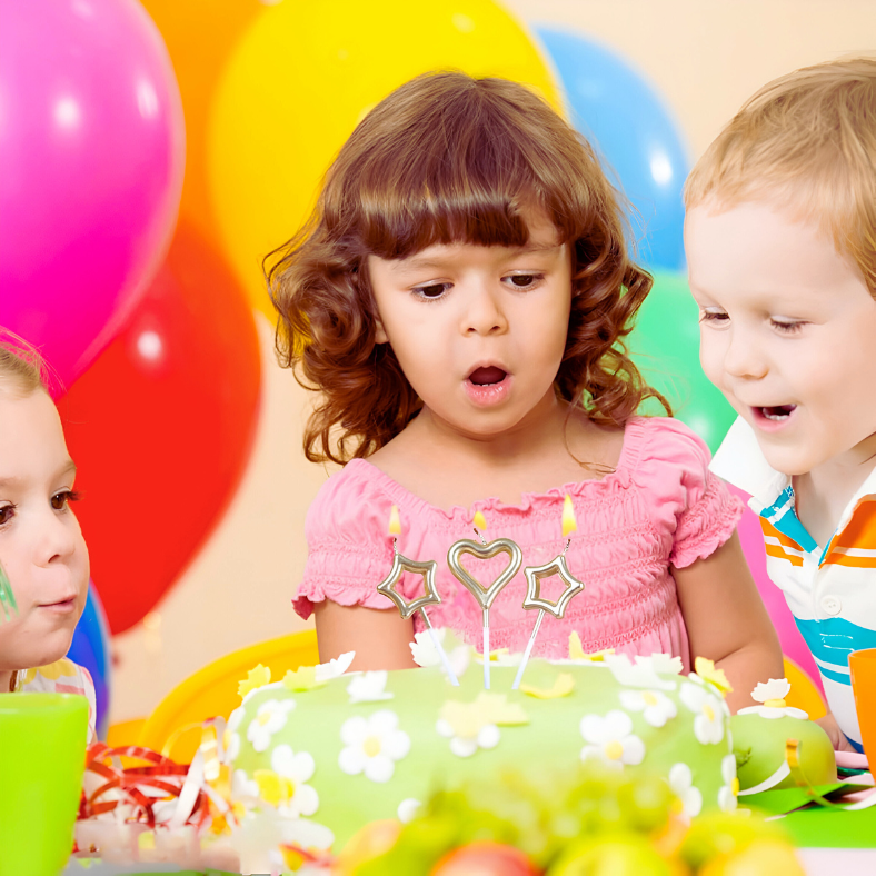 Heart Love and Star Shaped Cake Candles – Perfect for Birthday, Anniversary, Mom To Be, Baby Shower, and Wedding Party Decorations – Set of 3 Pcs