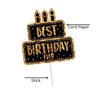 Stylish Birthday Photo Props - Black & Golden Combination for Party Photo Booth, Enhance Your Photo-shoots - (Pack of 14 Pcs)