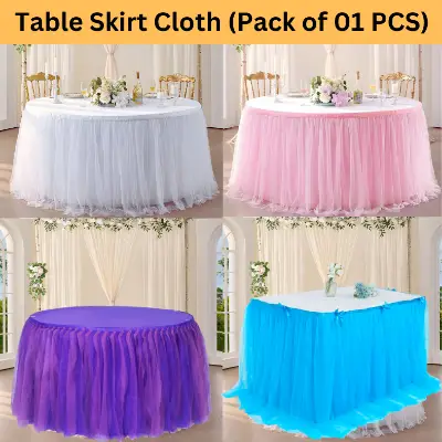Table Skirt for Birthday Party, Wedding, & Cake Table Decoration- (Pack of 1 Pcs)