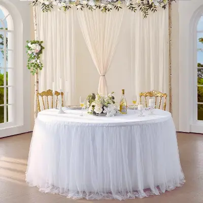 Table Skirt for Birthday Party, Wedding, & Cake Table Decoration- (Pack of 1 Pcs)