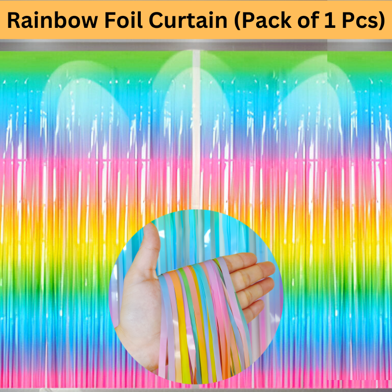 Festive Rainbow Foil Curtain Backdrop for Birthday, Anniversary, Welcome Home & Baby Shower Party Decorations – (Pack of 1 Pcs)