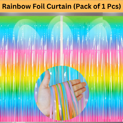 Festive Rainbow Foil Curtain Backdrop for Birthday, Anniversary, Welcome Home & Baby Shower Party Decorations – (Pack of 1 Pcs)
