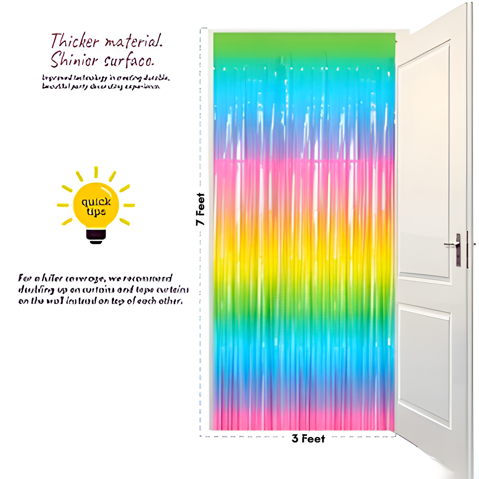 Festive Rainbow Foil Curtain Backdrop for Birthday, Anniversary, Welcome Home & Baby Shower Party Decorations – (Pack of 1 Pcs)