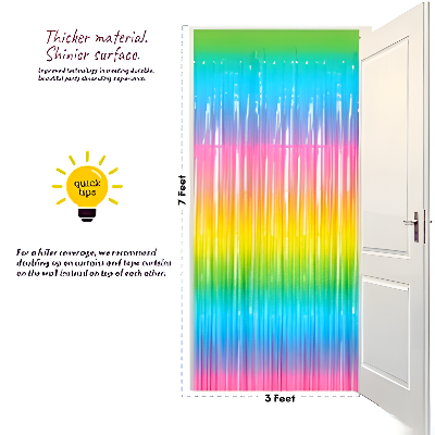 Festive Rainbow Foil Curtain Backdrop for Birthday, Anniversary, Welcome Home & Baby Shower Party Decorations – (Pack of 1 Pcs)