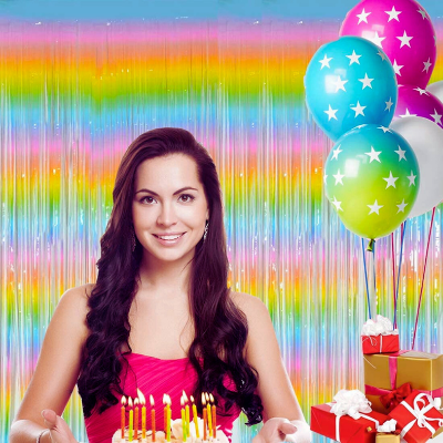 Festive Rainbow Foil Curtain Backdrop for Birthday, Anniversary, Welcome Home & Baby Shower Party Decorations – (Pack of 1 Pcs)