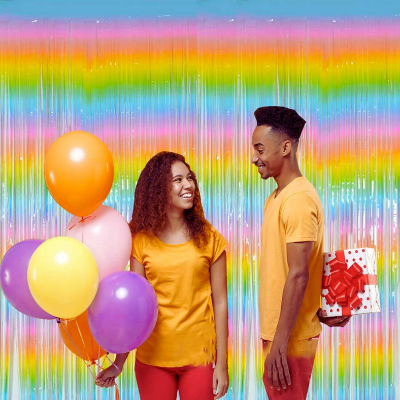 Festive Rainbow Foil Curtain Backdrop for Birthday, Anniversary, Welcome Home & Baby Shower Party Decorations – (Pack of 1 Pcs)