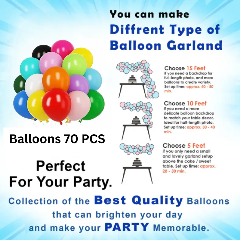 Rainbow Delight: Birthday Decoration Combo Pack - Birthday Banners, Rainbow Foil Curtains, High Quality Balloons, Balloon Arch with Both-Side Tape & Pumper - Full Package (76 Pcs)