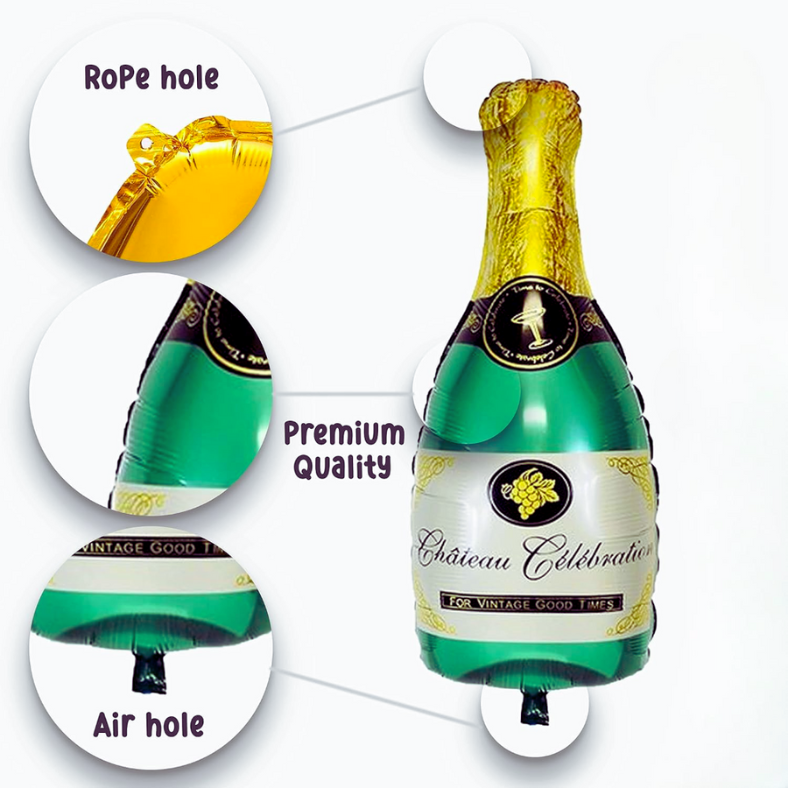 Champagne Bottle Shape Foil Balloon for Birthday, Anniversary, Wedding Party, Bachelor Party & Events- (Pack of 1 Pcs)