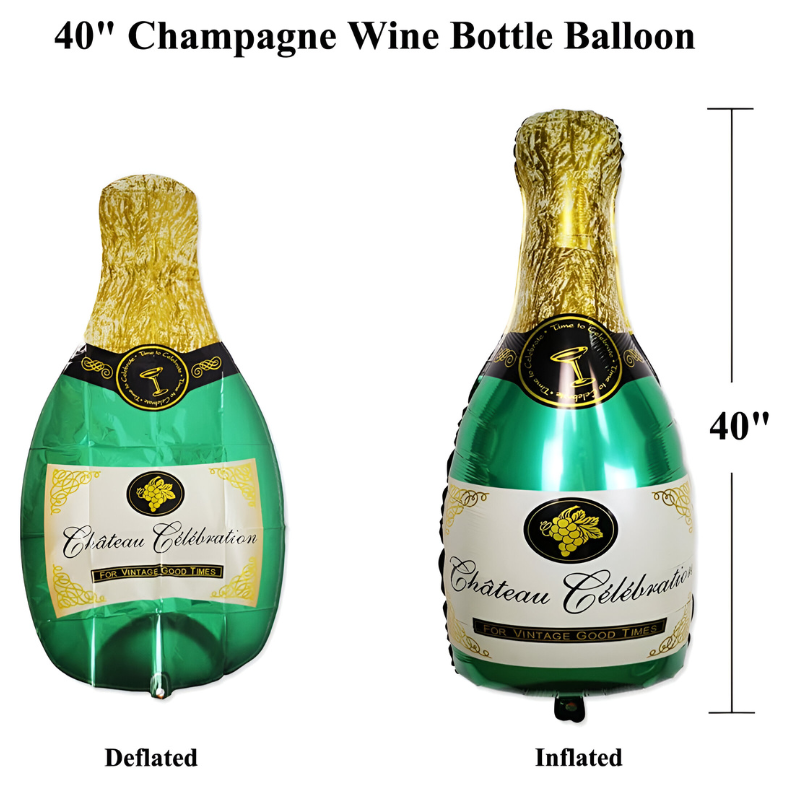 Champagne Bottle Foil Balloon Combo With Metallic Balloons & Both-Sided Tape – Ideal for Weddings, Birthdays, Bachelor Parties, and Events (Pack of 62 Pcs)