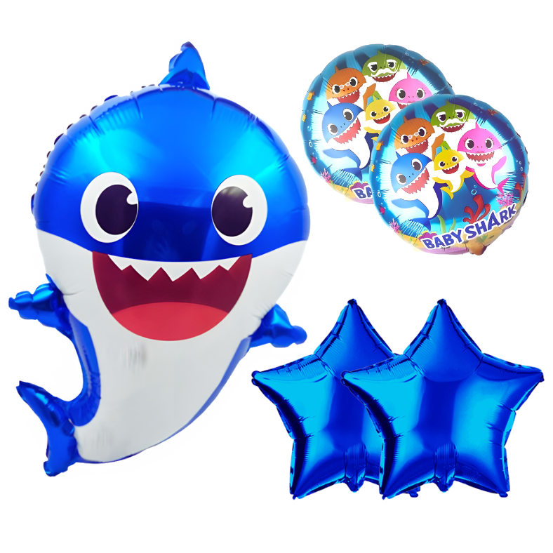 Baby Shark Birthday Party Kit – Charming Card Banner, High-Quality Balloons, and Baby Shark Foil Balloons- (Pack of 66 Pcs)