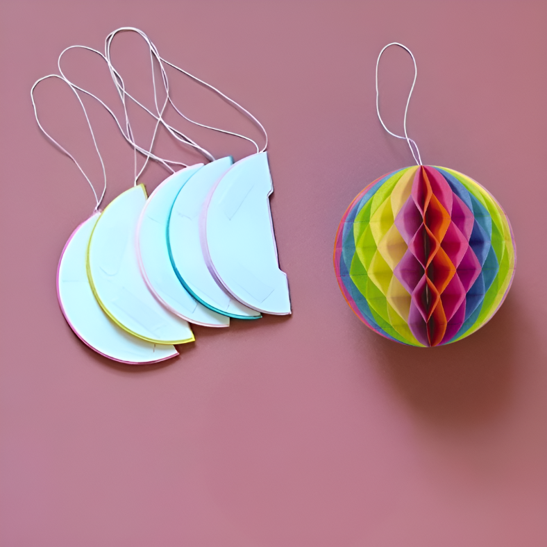 Rainbow Party Decoration Honeycomb Balls - Perfect for Birthdays, Anniversaries, Baby Showers, and Events - (Set of 5 Pcs)