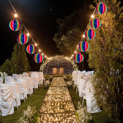 Rainbow Party Decoration Honeycomb Balls - Perfect for Birthdays, Anniversaries, Baby Showers, and Events - (Set of 5 Pcs)