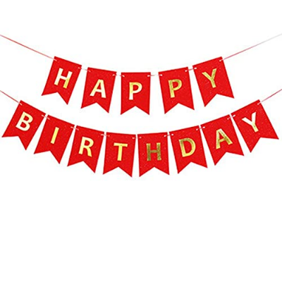 Colorful Birthday Banner: Black, Red, Light Blue, Pink, and White Paper Birthday Banner- (Pack of 1 Pcs)