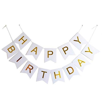 Colorful Birthday Banner: Black, Red, Light Blue, Pink, and White Paper Birthday Banner- (Pack of 1 Pcs)