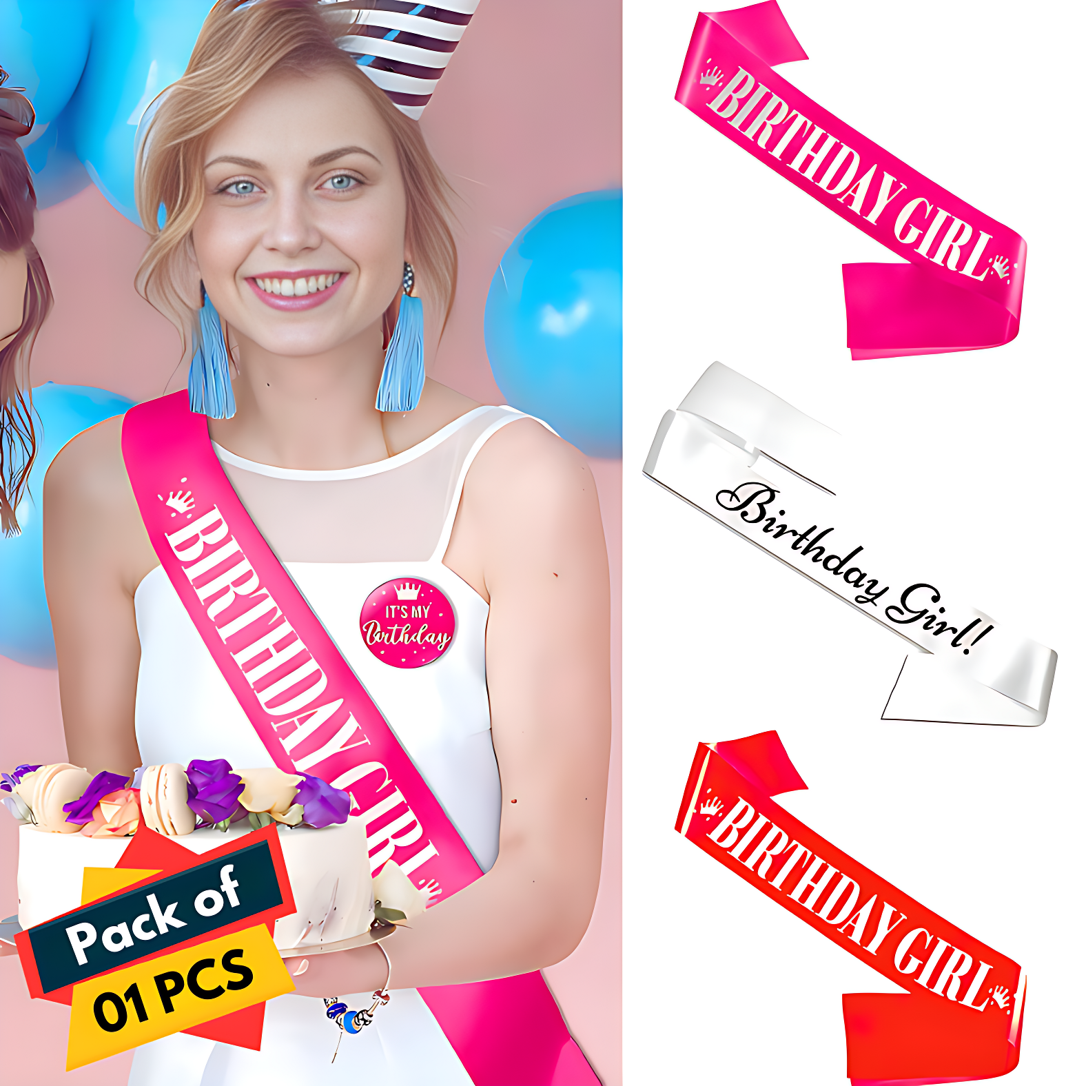 Charming Birthday Girl Sash for Women's Birthday Party- (Pack of 01 Pcs)
