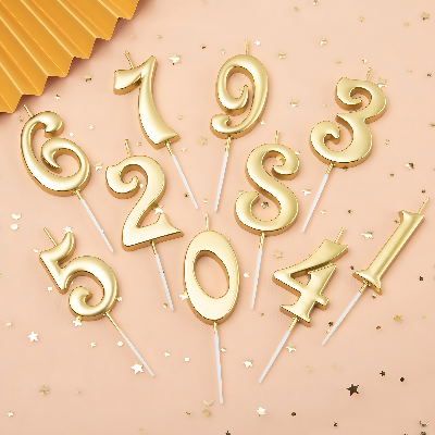 Add Sparkle to Your Party with Golden Number Candle- (Pack of 1 Pcs)