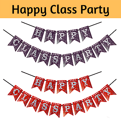 Enhance Your Classroom: Happy Class Party Paper Banner - Red Banner for Vibrant Class Decor - (Pack of 1 Pcs)