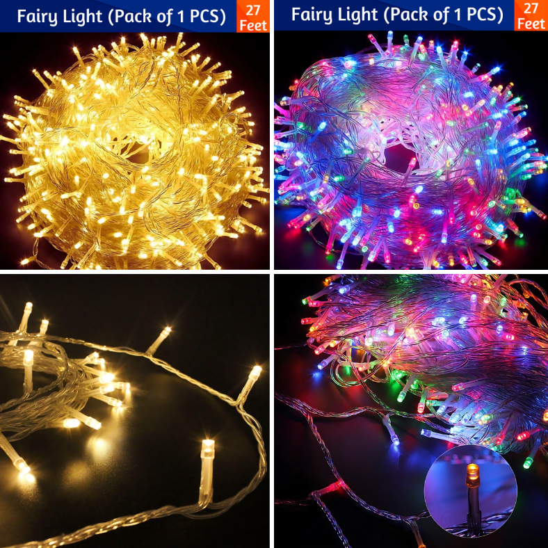 Golden & Multicolor String Lights for Home, Birthday, and Holiday Decorations - (Pack of 1 Pcs)