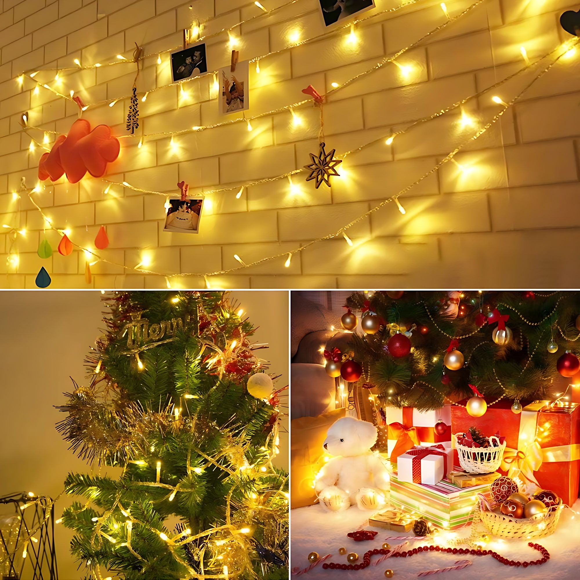 Golden & Multicolor String Lights for Home, Birthday, and Holiday Decorations - (Pack of 1 Pcs)