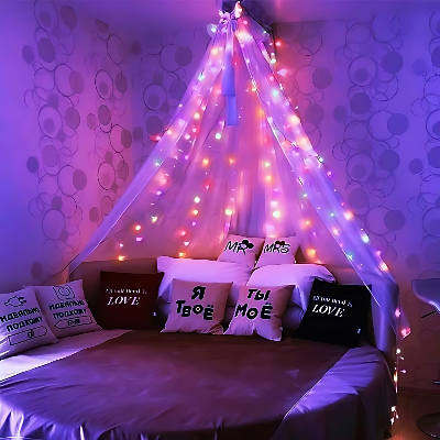 Golden & Multicolor String Lights for Home, Birthday, and Holiday Decorations - (Pack of 1 Pcs)