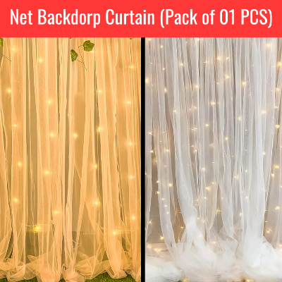 Net Curtain Backdrop/Tissue Fabric Background - Transform Birthday, Anniversary & Party Decor for Kids, Boys, and Girls- (Pack of 1 Pcs)