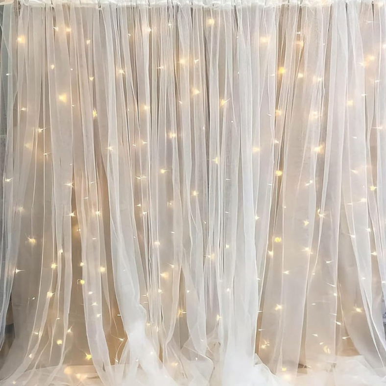 Net Curtain Backdrop/Tissue Fabric Background - Transform Birthday, Anniversary & Party Decor for Kids, Boys, and Girls- (Pack of 1 Pcs)